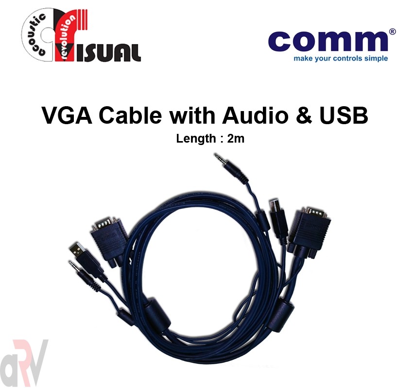 Comm VGA Cable with Audio + USB 2m, CCV-2MAU