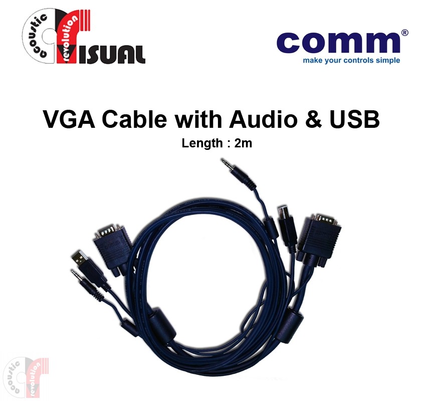 Comm VGA Cable with Audio + USB 2m, CCV-2MAU