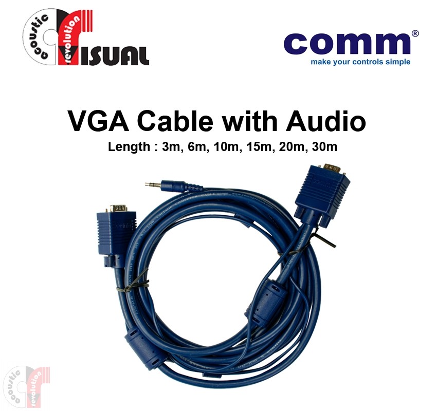 Comm VGA Cable with Audio 10m, CCV-10MA