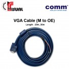 Comm VGA Cable, Molded to Open End (5 Coil), 20m